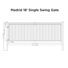 ALEKO Steel Single Swing Driveway Gate - MADRID Style - 18 x 6 Feet