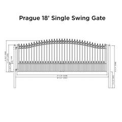 ALEKO Steel Single Swing Driveway Gate - PRAGUE Style - 18 x 6 Feet