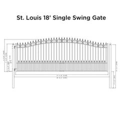 ALEKO Steel Single Swing Driveway Gate - ST.LOUIS Style - 18 x 6 Feet