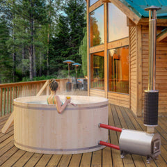 ALEKO Wood-Fired Hot Tub and Ice Bath – 4-5 Person – Pine