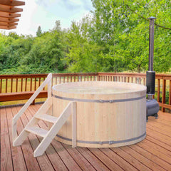 ALEKO Wood-Fired Hot Tub and Ice Bath – 4-5 Person – Pine