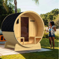 ALEKO Anémona White Finland Pine Barrel Sauna - 3-4 Person