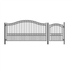 ALEKO Steel Single Swing Driveway Gate - PARIS Style - 12 ft with Pedestrian Gate - 5 ft