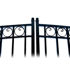 ALEKO Steel Dual Swing Driveway Gate - PARIS Style - 14 ft with Pedestrian Gate - 5 ft