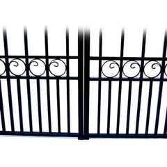ALEKO Steel Dual Swing Driveway Gate - PARIS Style - 14 ft with Pedestrian Gate - 5 ft