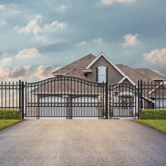 ALEKO Steel Single Swing Driveway Gate - PARIS Style - 14 ft with Pedestrian Gate - 5 ft