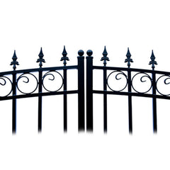 ALEKO Steel Dual Swing Driveway Gate - PRAGUE Style - 14 ft with Pedestrian Gate - 5 ft