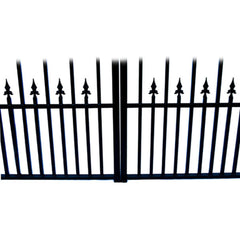 ALEKO Steel Dual Swing Driveway Gate - PRAGUE Style - 14 ft with Pedestrian Gate - 5 ft