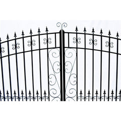ALEKO Steel Dual Swing Driveway Gate - VENICE Style - 14 ft with Pedestrian Gate - 5 ft