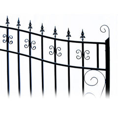 ALEKO Steel Dual Swing Driveway Gate - VENICE Style - 14 ft with Pedestrian Gate - 5 ft