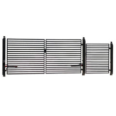ALEKO Steel Dual Swing Driveway Gate - MILAN Style - 14 ft with Pedestrian Gate - 5 ft