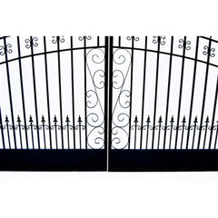 ALEKO Steel Dual Swing Driveway Gate - VENICE Style - 16 ft with Pedestrian Gate - 5 ft