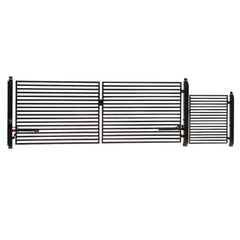 ALEKO Steel Dual Swing Driveway Gate - MILAN Style - 18 ft with Pedestrian Gate - 5 ft