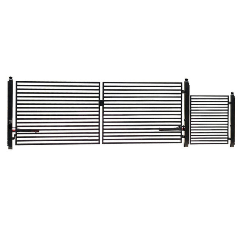 ALEKO Steel Dual Swing Driveway Gate - MILAN Style - 18 ft with Pedestrian Gate - 5 ft