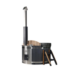 ALEKO Stainless Steel Hot Tub & Cold Plunge Tub – Wood-Fired Heater – 3-5 People