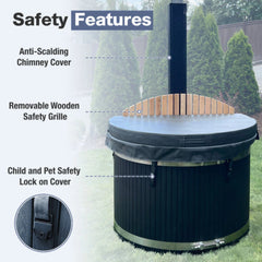 ALEKO Stainless Steel Hot Tub & Cold Plunge Tub – Wood-Fired Heater – 3-5 People