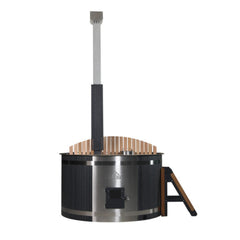 ALEKO Stainless Steel Hot Tub & Cold Plunge Tub – Wood-Fired Heater – 3-5 People