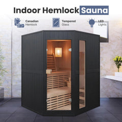 ALEKO Viola Canadian Hemlock Traditional Indoor Sauna - 3-4 Person