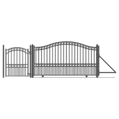 ALEKO Steel Sliding Driveway Gate - 18 ft with Pedestrian Gate - 5 ft - PARIS Style