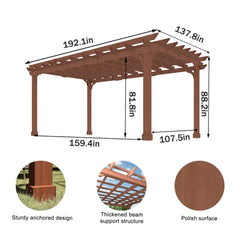 Alora Outdoor Cedar Wood Patio Pergola With Slatted Trellis Roof (SAK92150)