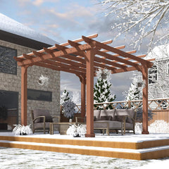 Alora Outdoor Cedar Wood Patio Pergola With Slatted Trellis Roof (SAK92150)