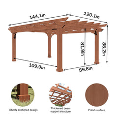 Alora Outdoor Cedar Wood Patio Pergola With Slatted Trellis Roof (SAK92150)