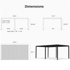 Alora Premium Outdoor Aluminum Louvered Patio Pergola With LED Lights [PERGOLA ONLY] (SAK24896)