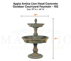 Appia Antica Lion Head Concrete Outdoor Courtyard Fountain - 102