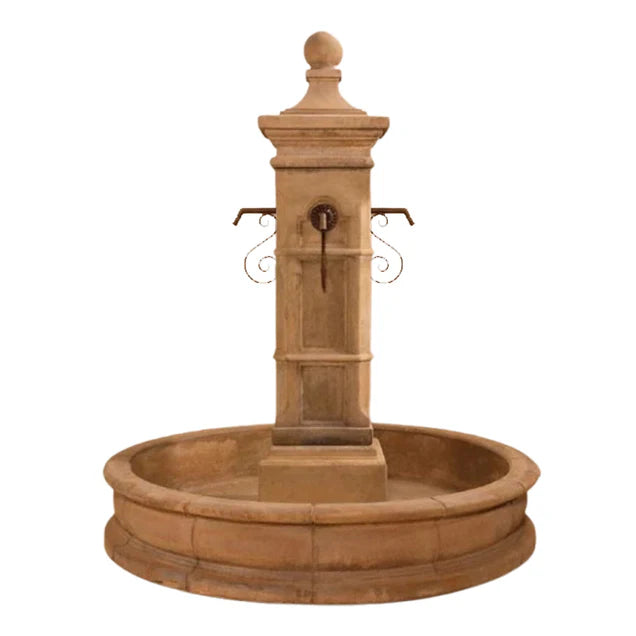 Aquitaine Concrete Outdoor Courtyard Fountain with Basin - #1591