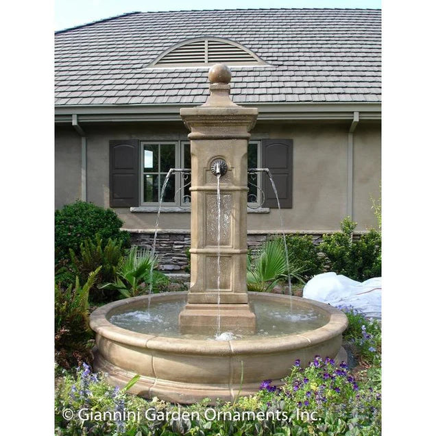 Aquitaine Concrete Outdoor Courtyard Fountain with Basin - #1591