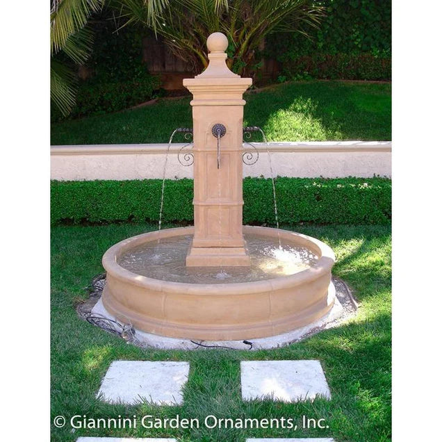 Aquitaine Concrete Outdoor Courtyard Fountain with Basin - #1591
