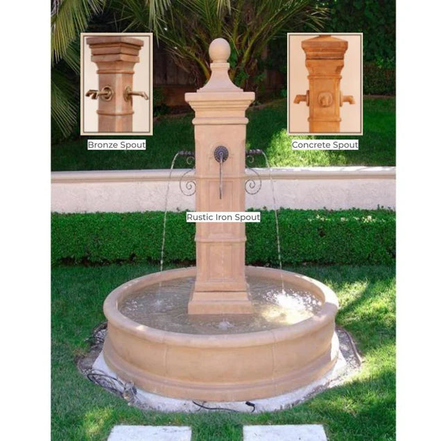 Aquitaine Concrete Outdoor Courtyard Fountain with Basin - #1591