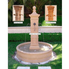 Aquitaine Concrete Outdoor Courtyard Fountain with Basin - #1591