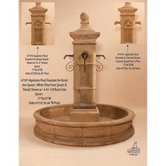 Aquitaine Concrete Outdoor Courtyard Fountain with Basin - #1591