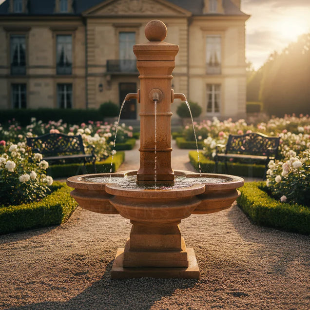 Avignon Concrete Grand Outdoor Courtyard Fountain - 1583 & 1584