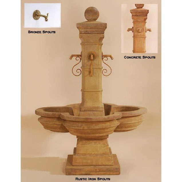 Avignon Concrete Grand Outdoor Courtyard Fountain - 1583 & 1584