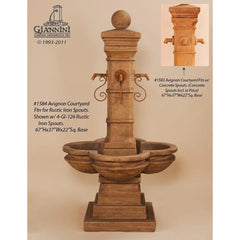 Avignon Concrete Grand Outdoor Courtyard Fountain - 1583 & 1584