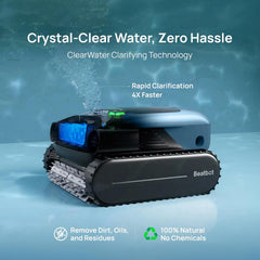 (2026 Upgrade) Beatbot A100 Pro Pool Robot Vacuum, 5-in-1 Cleaning with Smart Surface Parking, Clarifies & Skims Water, Ideal for Inground Pools up to 3,299 Sq.ft - Ice Blue