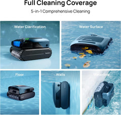 (2026 Upgrade) Beatbot A100 Pro Pool Robot Vacuum, 5-in-1 Cleaning with Smart Surface Parking, Clarifies & Skims Water, Ideal for Inground Pools up to 3,299 Sq.ft - Ice Blue