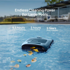 (2026 Upgrade) Beatbot A100 Pro Pool Robot Vacuum, 5-in-1 Cleaning with Smart Surface Parking, Clarifies & Skims Water, Ideal for Inground Pools up to 3,299 Sq.ft - Ice Blue