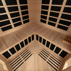 Blisspod, Vienna, Corner Spacious Far Infrared Sauna Canadian Hemlock Ultra Low EMF, 12 Heaters, 4-5 Persons