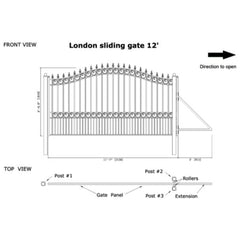 ALEKO Automated Steel Sliding Driveway Gate and Gate Opener Complete Kit – LONDON Style – 12 x 6 Feet