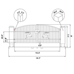 20x8 ft Dual Swing Driveway Gate with Ornamental Posts