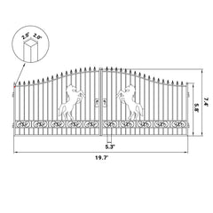 20x8 ft Steel Dual Swing Driveway Gate