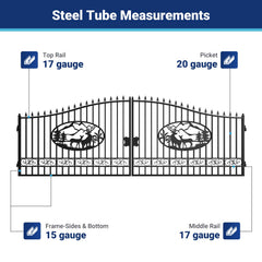 20x8 ft Steel Dual Swing Driveway Gate