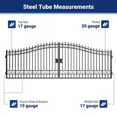 20x8 ft Steel Dual Swing Driveway Gate