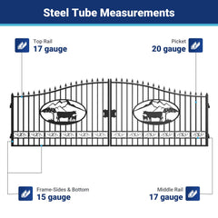 20x8 ft Steel Dual Swing Driveway Gate