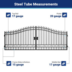 18x8 ft Steel Dual Swing Driveway Gate
