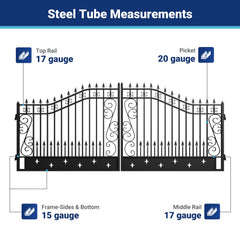 16x8 ft Dual Swing Driveway Gate with Star Pattern
