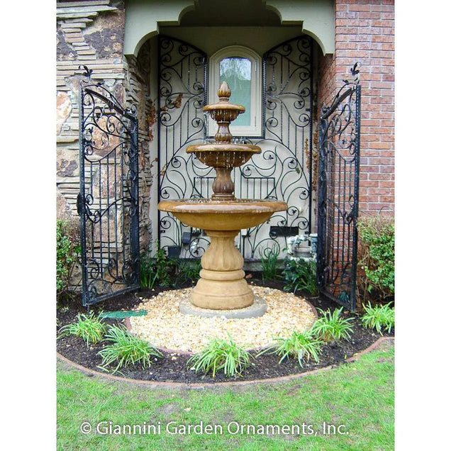 Isola Concrete 3 Tier Outdoor Courtyard Fountain With Basin -1295